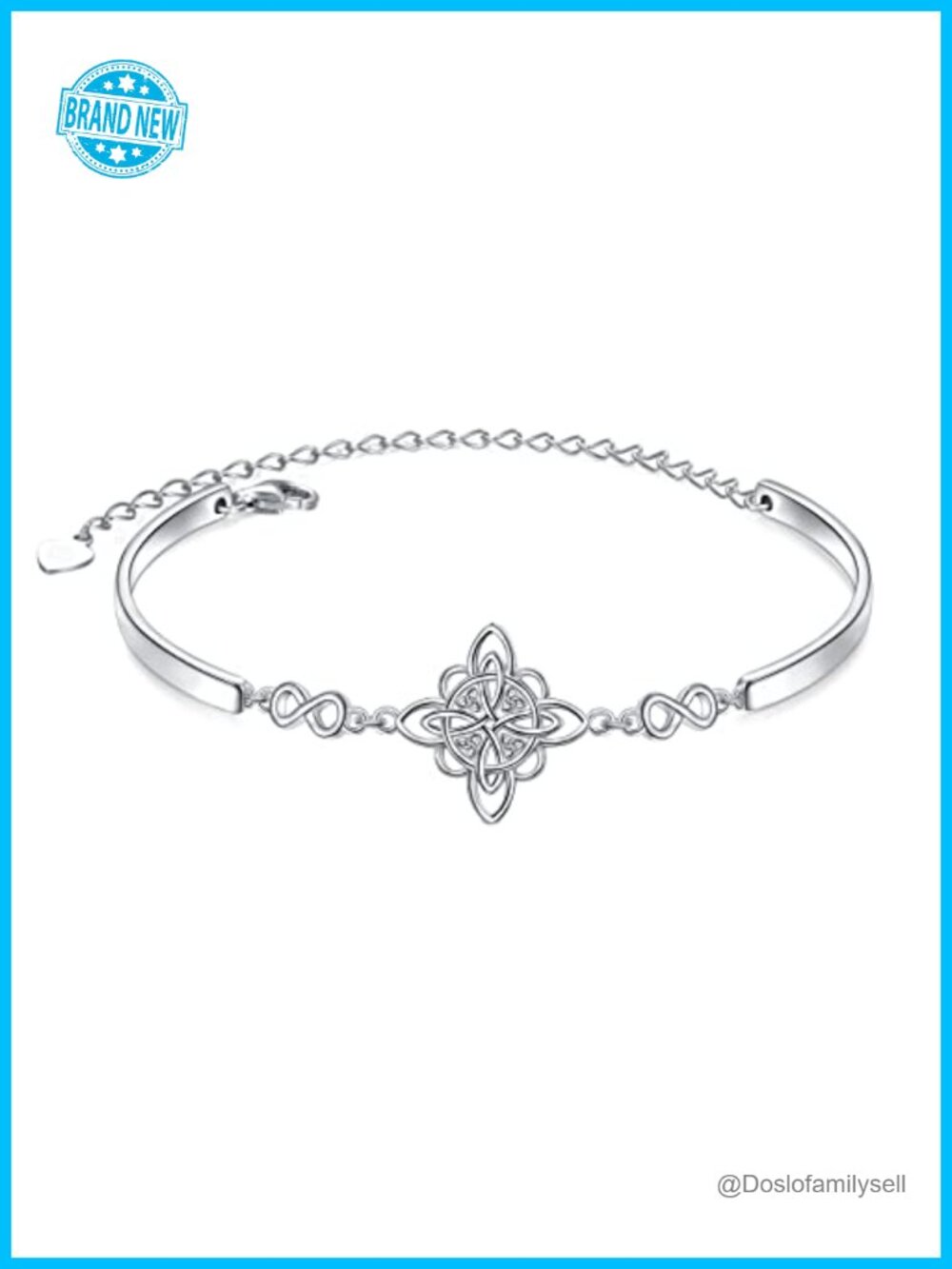 925 Sterling Silver Celtic Knot Adjustable Cuff Bracelet
